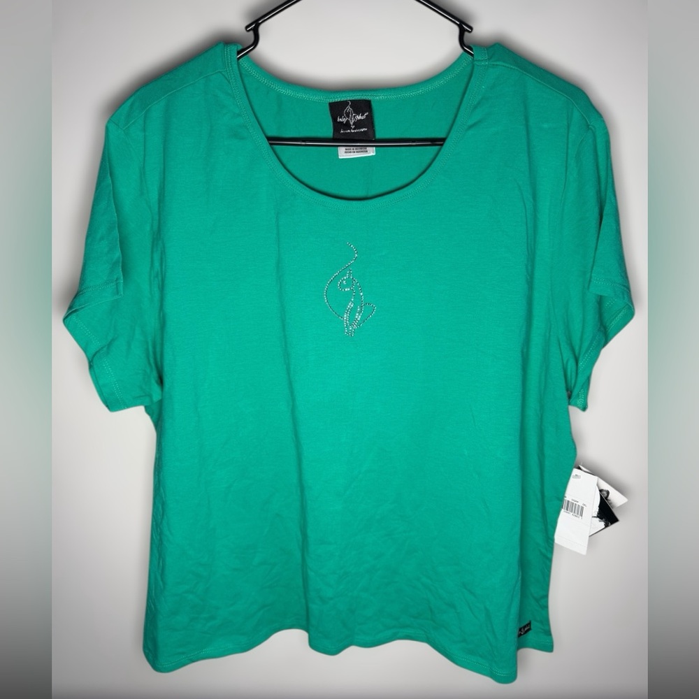 NOS Y2K Baby Phat Rhinestone‎ Cat Tee McBling Plus Size 2XL Bling Revival Glam